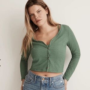 Madewell- Crinkled Cardigan in Trellis Green - Size XS